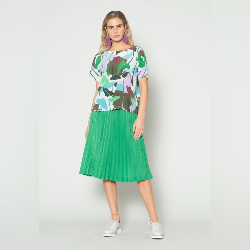 Gorman Ripple Pleated Swing Skirt – Bright Green, Size 8 / Small